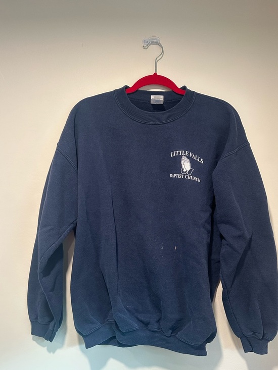 Gildan Other - Vintage 90s Navy Crewneck Sweatshirt with Little Falls Baptist Church Logo